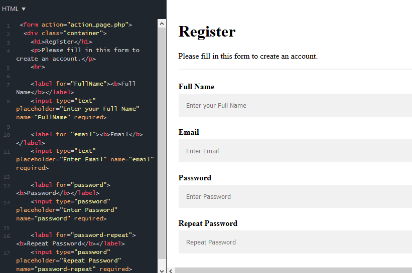 فرم در html